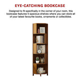5-Shelf Corner Bookcase Industrial Bookshelf Display Storage Stand - Close-Up Angle