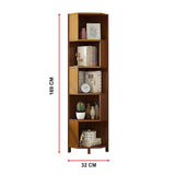 5-Shelf Corner Bookcase Industrial Bookshelf Display Storage Stand - Low Angle