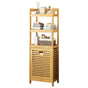 Bamboo 2-in-1 Laundry Hamper Side Table with 2 Shelves and Clothes Basket