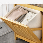 Bamboo 2-in-1 Laundry Hamper Side Table with 2 Shelves and Clothes Basket, image 6