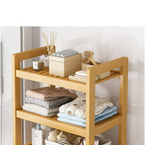 Bamboo 2-in-1 Laundry Hamper Side Table with 2 Shelves and Clothes Basket - Top-Down View