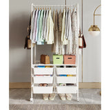 Metal Open Wardrobe Modern Storage Cabinet Tall Clothes Drawers Hanger Coat Rack - Front View