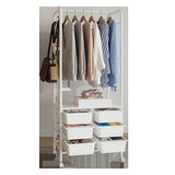 Metal Open Wardrobe Modern Storage Cabinet Tall Clothes Drawers Hanger Coat Rack - Top-Down View