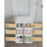 Metal Open Wardrobe Modern Storage Cabinet Tall Clothes Drawers Hanger Coat Rack - 45-Degree Angle