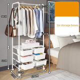 Metal Open Wardrobe Modern Storage Cabinet Tall Clothes Drawers Hanger Coat Rack - Close-Up Angle