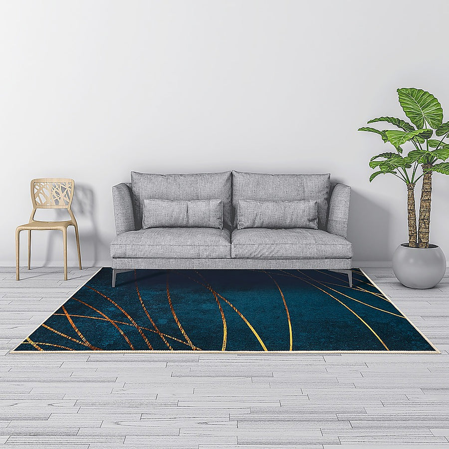 200x300cm Large Floor Blue Teal Rug – Modern Area Carpet for Bedroom & Lounge