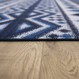 200x300cm Large Floor Blue Ethnic Rug – Modern Area Carpet for Bedroom & Lounge