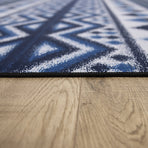 200x300cm Large Floor Blue Ethnic Rug – Modern Area Carpet for Bedroom & Lounge