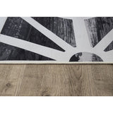 200x300cm Large Floor Black & White Geometric Rug – Modern Area Carpet for Bedroom & Lounge - Side View