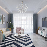 200x300cm Large Floor Blue Chevron Stripes Rug – Modern Area Carpet for Bedroom & Lounge