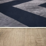 200x300cm Large Floor Blue Chevron Stripes Rug – Modern Area Carpet for Bedroom & Lounge - Side View