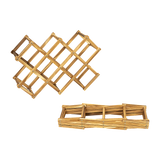 Wooden Wine Rack Freestanding 10 Bottles Countertop Storage