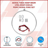 Aerial Yoga Hoop 90CM Lyra Hoop Circus Single Point Aerial Ring Set - Side View