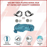 5x2.8m Yoga Pilates Aerial Silk Kit Swing Anti-Gravity Hammock - Side View