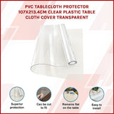 PVC Tablecloth Protector 107X213.4CM Clear Plastic Table Cloth Cover Transparent - Side View
