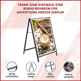 Frame Sign Sidewalk Sign Board 60x90cm For Advertising Poster Display - Side View