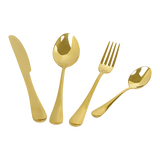 24-piece Gold Cutlery Flatware Stainless Steel Silverware Set Reflective Mirror Finish - Side View