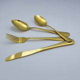 24-piece Gold Cutlery Flatware Stainless Steel Silverware Set Reflective Mirror Finish - Top-Down View