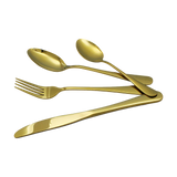 24-piece Gold Cutlery Flatware Stainless Steel Silverware Set Reflective Mirror Finish - 45-Degree Angle