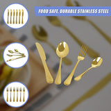 24-piece Gold Cutlery Flatware Stainless Steel Silverware Set Reflective Mirror Finish - Rear View