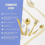 24-piece Gold Cutlery Flatware Stainless Steel Silverware Set Reflective Mirror Finish - Low Angle