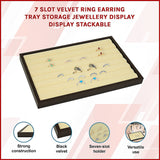 7 Slot Velvet Ring Earring Tray Storage Jewellery Display Display Stackable - Side View
