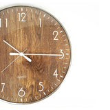 14-inch Round Wall Clock Silent Non-Ticking Quartz Battery Operated Wood Grain - Side View