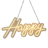 Happy Birthday Neon Sign Hanging Glowing Party Decoration - Top-Down View