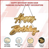 Happy Birthday Neon Sign Hanging Glowing Party Decoration - Side View