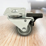 4 x 2 Heavy Duty Swivel Double Wide Castor Wheels Trolley 50mm Furniture Rubber With Brake - Close-Up Angle