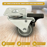 4 x 2 Heavy Duty Swivel Double Wide Castor Wheels Trolley 50mm Furniture Rubber With Brake - Extra Image