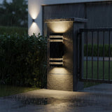 Modern 12 Inch LED Up Down Wall Light Dual Lamp with Dusk to Dawn Sensor - Close-Up Angle