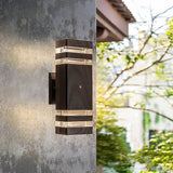Modern 12 LED Up Down Wall Light dual Lamp Fixtures Outdoor Dusk to Dawn Sensor - Front View
