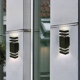 Modern 12 LED Up Down Wall Light dual Lamp Fixtures Outdoor Dusk to Dawn Sensor - Rear View