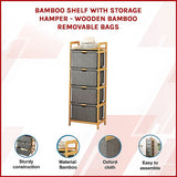Bamboo Shelf with Storage Hamper ??Wooden Organiser with Three-Set Rack Laundry Bags