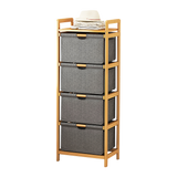 Bamboo Shelf with Storage Hamper ??Wooden Organiser with Three-Set Rack Laundry Bags