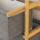 Bamboo Shelf with Storage Hamper ??Wooden Organiser with Three-Set Rack Laundry Bags
