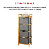 Bamboo Shelf with Storage Hamper ??Wooden Organiser with Three-Set Rack Laundry Bags