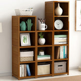 Bamboo Adjustable Shelf Bookcase Display Storage Rack Stand Livingroom Bedroom Set - Front View