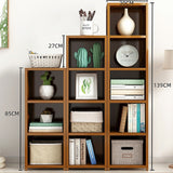 Bamboo Adjustable Shelf Bookcase Display Storage Rack Stand Livingroom Bedroom Set - 45-Degree Angle