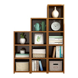 Bamboo Adjustable Shelf Bookcase Display Storage Rack Stand Livingroom Bedroom Set - Low Angle