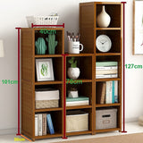 3 Piece Bamboo Adjustable Shelf Set – Bookcase Display Storage Rack Stand - Rear View