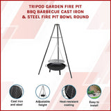 Tripod Garden Fire Pit BBQ ??Cast Iron & Steel Round Outdoor Fire Bowl