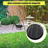 Tripod Garden Fire Pit BBQ Barbecue Cast Iron & Steel Fire Pit Bowl Round - 45-Degree Angle