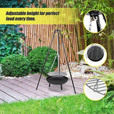 Tripod Garden Fire Pit BBQ Barbecue Cast Iron & Steel Fire Pit Bowl Round - Rear View
