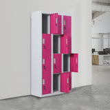 12-Door Locker for Office Gym Shed School Home Storage - Standard Lock with 2 Keys - Front View