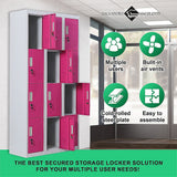 12-Door Locker for Office Gym Shed School Home Storage - Standard Lock with 2 Keys - 45-Degree Angle