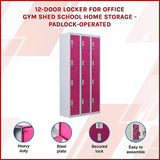 12-Door Locker for Office Gym Shed School Home Storage - Padlock-operated - Side View