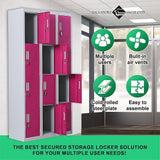 12-Door Locker for Office Gym Shed School Home Storage - Padlock-operated - 45-Degree Angle