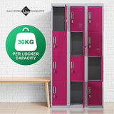 12-Door Locker for Office Gym Shed School Home Storage - Padlock-operated - Low Angle
